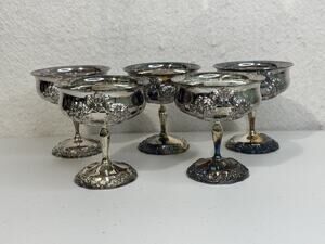 Reed & Barton Silver-Plated Pedestaled Goblet Ornate Grape Design Sherbet Cup